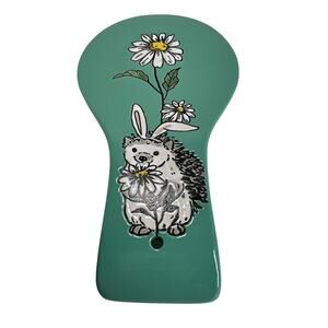SPECTRUM DESIGNZ Ceramic Spoon Rest Bunny Daisy Farmhouse Kitchen Decor Green